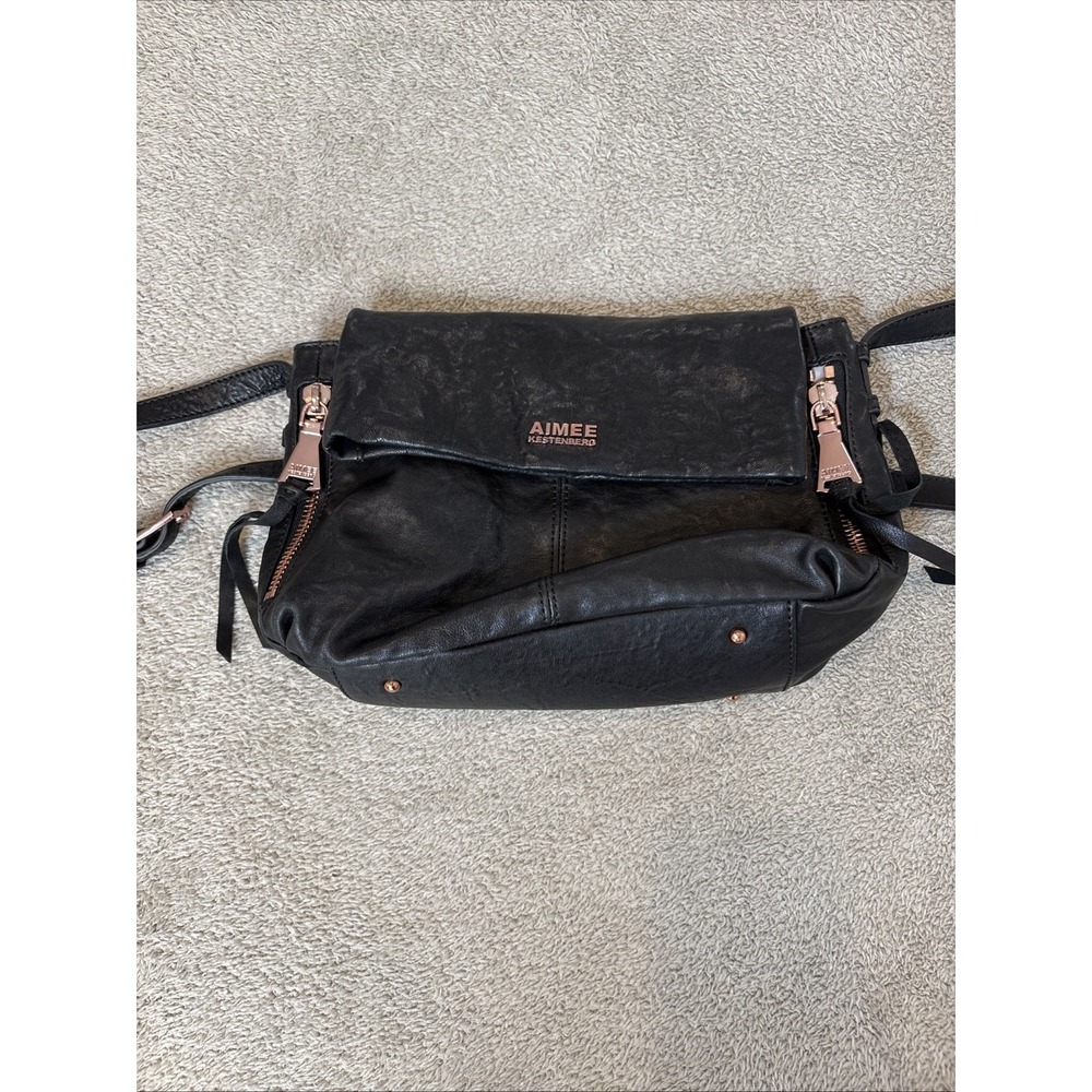 Aimee Kestenberg Bali 2 Leather Pebble Hobo Crossbody Shoulder Bag Black EUC - Picture 5 of 16